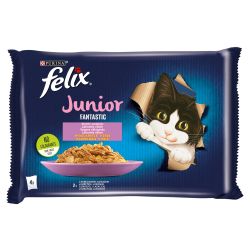 Felix Fantastic Junior Vegyes Válogatás csirkével, lazaccal 4 x  85 g