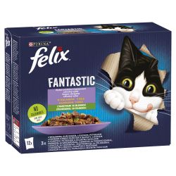 Felix Fantastic Vegyes Válogatás marhával, csirkével, lazaccal, pisztránggal és zöldségekkel 12 x  85 g