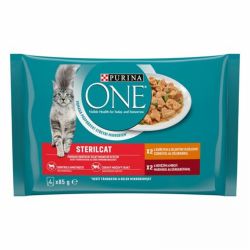 Purina ONE Sterilcat csirkével és marhával macskaeledel 4 x  85 g