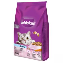 Whiskas Adult szárazeledel ivartalanított macskáknak lazaccal  1.4 kg