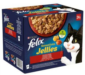 Felix Sensations Jellies Házias válogatás aszpikban nedves macskaeledel 24 x  85 g