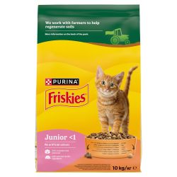 Friskies száraz macskaeledel Junior - csirkével, pulykával, zöldségekkel és tejjel 10 kg