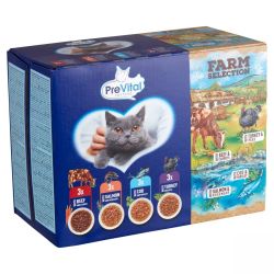 PreVital Farm Selection alutasakos válogatás - marha, pulyka, lazac, tőkehal 12 x  85 g