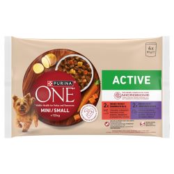 Purina ONE Mini / Small Active nedves kutyaeledel válogatás marhával és kacsával 4 x 85 g