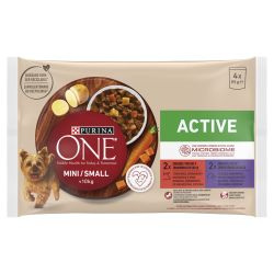 Purina ONE MINI Active nedves kutyaeledel marhával és kacsával 4 x  85 g