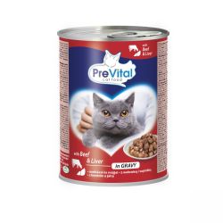 PreVital nedves állateledel felnőtt macskák részére - marha, máj szószban  415 g
