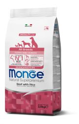 Monge All Breeds Puppy and Junior Beef with Rice  2.5 kg