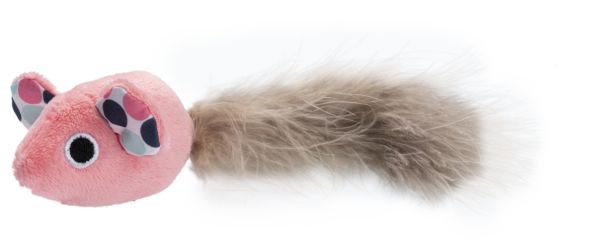 GimCat plüss játék macskamentával - egér tollakkal rózsaszín   1 db