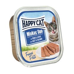 Happy Cat Minkas Duo - marha és lazac pástétom 16 x  100 g