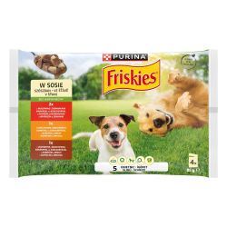 Friskies szószos válogatás nedves kutyaeledel - marhával és burgonyával, csirkével és sárgarépával, báránnyal és sárgarépával 4 x  85 g