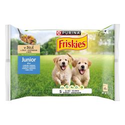 Friskies junior aszpikos nedves kutyaeledel csirke & borsó 4 x  85 g