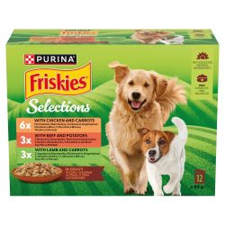 Friskies szószos válogatás nedves kutyaeledel - marhával és burgonyával, csirkével és sárgarépával, báránnyal és sárgarépával 12 x  85 g