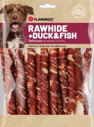 Flamingo jutalomfalat - Rawhide Stick  nyersbőr kacsáva és hallal  350 g