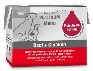 Platinum Menu Beef+Chicken - nedvestáp felnőtt kutyák számára  90 g