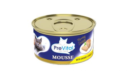 PreVital Mousse Chicken - pástétom csirkével felnőtt macskák számára 85 g