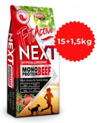 FitActive Next Hypoallergenic Monoprotein Beef - marhahús alapú szárazeledel vörösáfonyával kutyák számára 15+1.5 kg