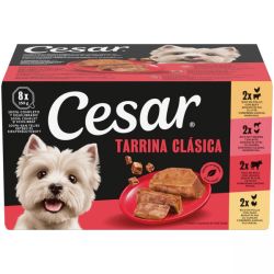 Cesar Tarrina Clásica alutálkás eledel válogatás (csirke-marha, borjú-baromfi, marha-máj, csirke-pulyka) 8 x  150 g