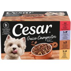 Cesar Guiso Campestre alutálkás eledel válogatás mártásban (pulyka-marha, baromfi-zöldségek, bárány-borsó, marha-tészta) 8 x  150 g