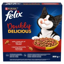 Felix Doubly Delicious - szárazeledel marha és csirke keverékével, céklával macskák számára 800 g