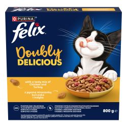 Felix Doubly Delicious - szárazeledel csirke és pulyka keverékével, céklával macskák számára 800 g