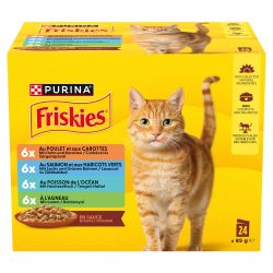 Friskies nedves macskaeledel válogatás - csirkével, báránnyal, lazaccal, tengeri hallal szószban 24 x 85 g