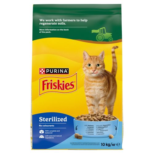 Friskies száraz macskaeledel Steril - lazaccal és hozzáadott zöldségekkel 10 kg