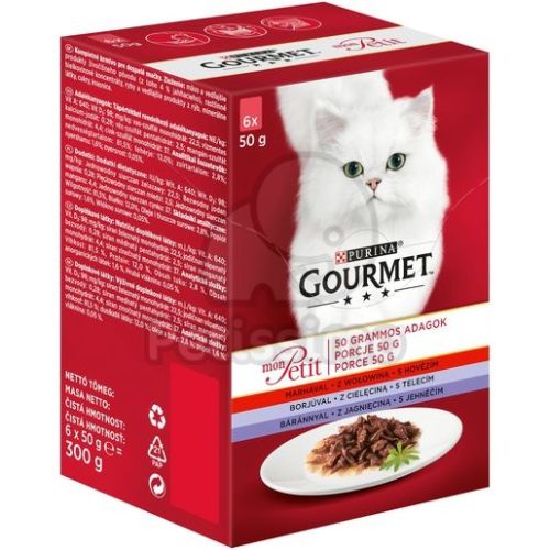 Gourmet Mon Petit nedves macskaeledel - húsos 6 x  50 g