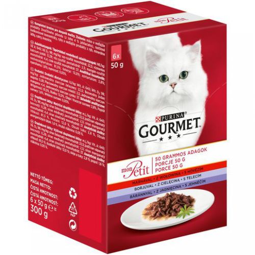 Gourmet Mon Petit nedves macskaeledel - húsos 6 x  50 g