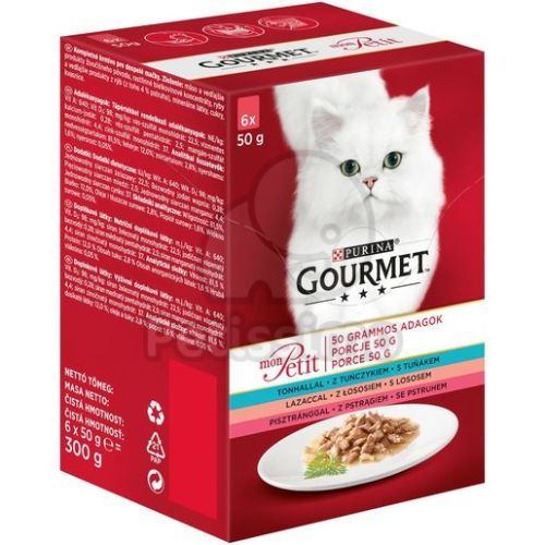 Gourmet Mon Petit Intense nedves eledel válogatás tonhallal, lazaccal, pisztránggal 6 x  50 g