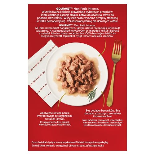 Gourmet Mon Petit Intense nedves eledel válogatás pulykával, csirkével, kacsával 6 x  50 g