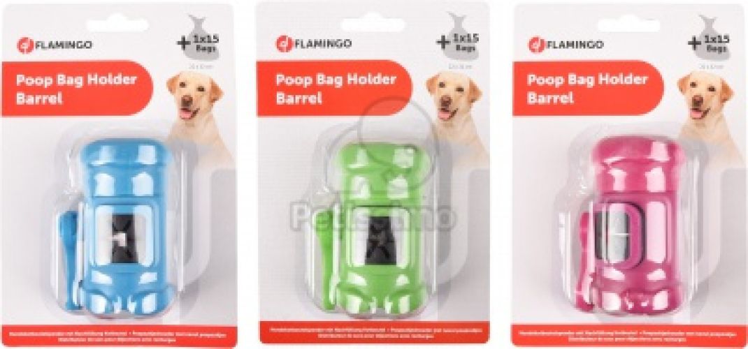 Flamingo kutyagumigyűjtő zacskó tartó - hordó  1 db