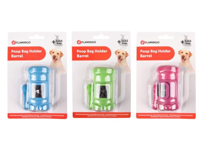 Flamingo kutyagumigyűjtő zacskó tartó - hordó  1 db