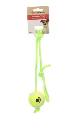 Flamingo kutyajáték - tappancsos teniszlabda kötéllel  1 db