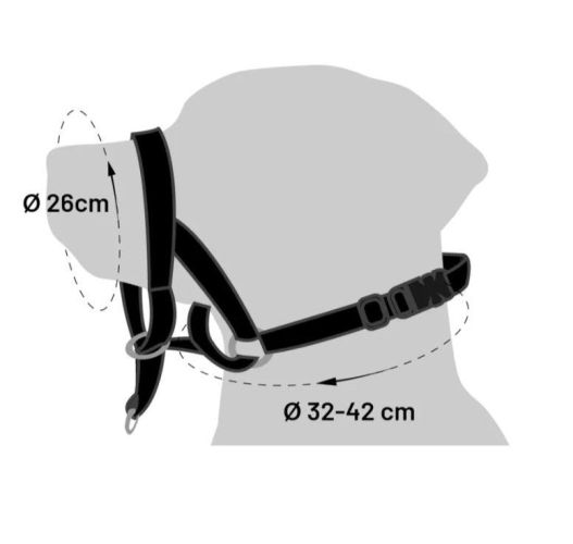 Flamingo Easy Leader szájszíj - fekete  26 cm / 32-42 cm