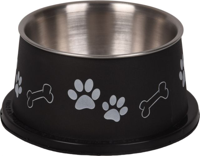 Flamingo Bella Kena fémtál hosszú fülű kutyáknak - fekete  640 ml