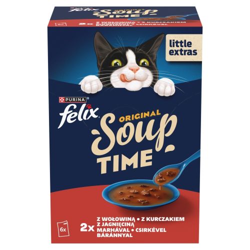 Felix Soup Time Original házias válogatás marhával, csirkével, báránnyal 6 x  48 g