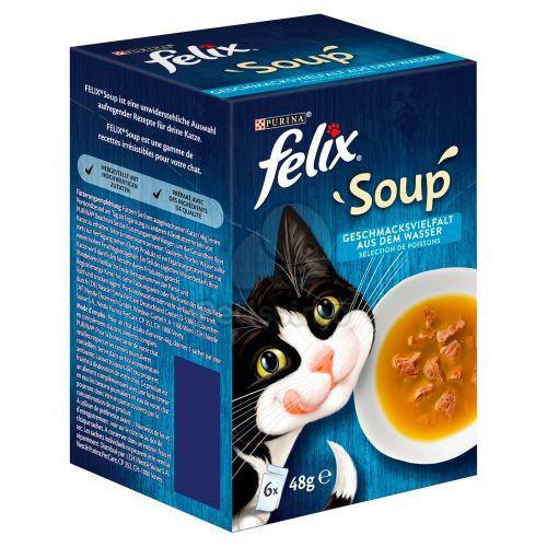 Felix Soup Time Original halas válogatás tőkehallal, lepényhallal, tonhallal 6 x  48 g