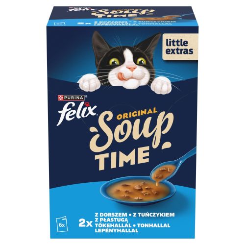 Felix Soup Time Original halas válogatás tőkehallal, lepényhallal, tonhallal 6 x  48 g
