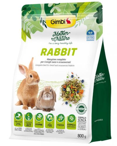 Gimbi Mother Nature Rabbit - állateledel nyulak számára  800 g