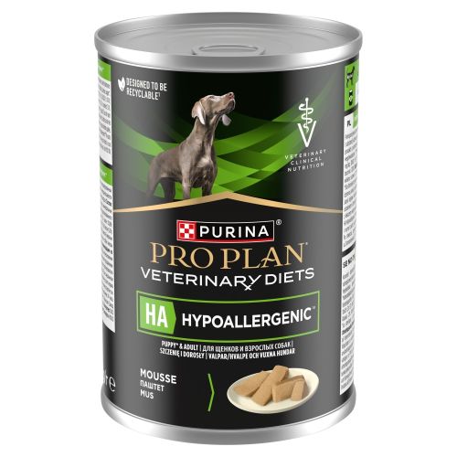 Pro Plan Veterinary Diets Canine HA Hypoallergenic Mousse konzerv kutyák számára  400 g