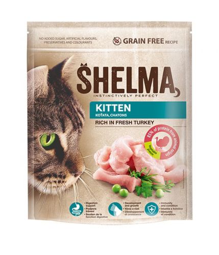 Shelma Kitten gabonamentes száraz macskaeledel - pulyka  750 g