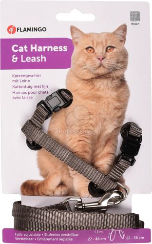 Flamingo Ziggi hám és póráz macskáknak - bézs  22 cm