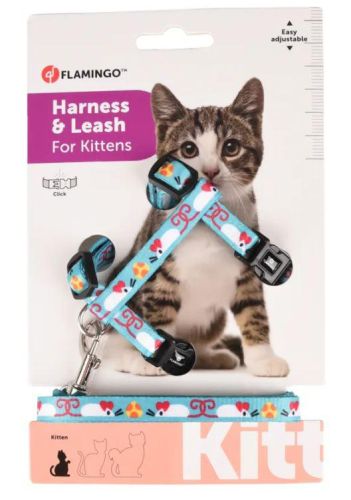 Flamingo egérmintás hám és póráz macskáknak  15-25 cm/20-35 cm