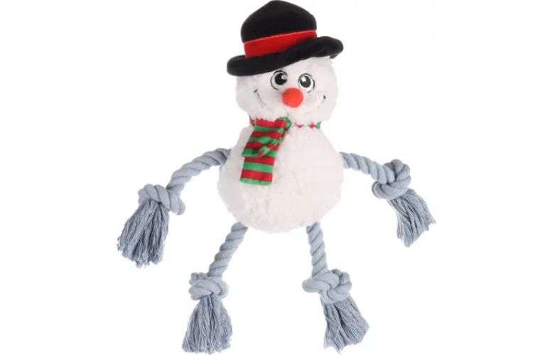 Flamingo karácsonyi plüssjáték rágókötéllel kutyáknak hóember   1 db