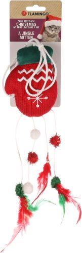 Flamingo karácsonyi kesztyű csörgőjáték macskáknak  1 db