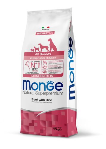 Monge All Breeds Puppy and Junior Beef with Rice  12 kg