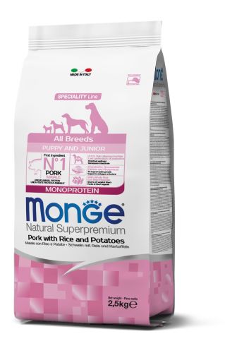 Monge All Breeds Puppy and Junior Pork with Rice and Potatoes  2.5 kg