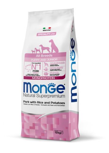 Monge All Breeds Puppy and Junior Pork with Rice and Potatoes  12 kg