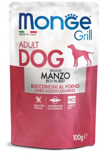 Monge Grill Dog Vegyes Falatok marha/tőkehal/csirke-pulyka - Adult 12x100 g 12 x  100 g