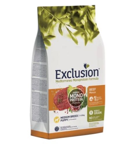 Exclusion Mediterraneo Monoprotein Puppy Beef Medium Breed száraz kutyatáp  12 kg